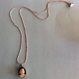 Vintage Cameo Pendant Chain Silver Tone Necklace